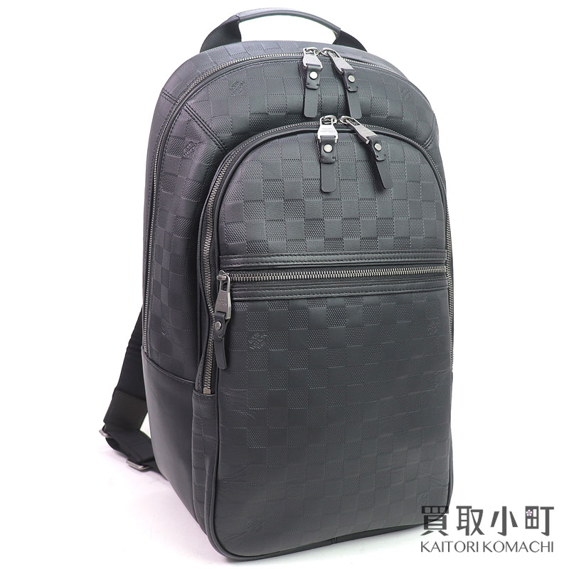 【美品】ルイヴィトン【LOUIS VUITTON】N41330 ミ蝦 ダミエアンフィニ オニキス うしろ側容器に並べる メンズ 背嚢 デイパック 黒いことなめし革 LV MICHAEL BACKPACK DAMIER INFINI ONYX【A序列付ける】【中古】
