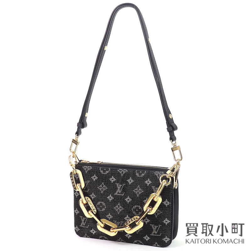 【美品】ルイヴィトン 【LOUIS VUITTON】M21491 クッサンBB モノグラムビーズ ブラックレザー 2WAY チェーンショルダーバッグ クラッチ 斜め掛け LV COUSSIN BB SHOULDER BAG【SAランク】【中古】｜買取小町