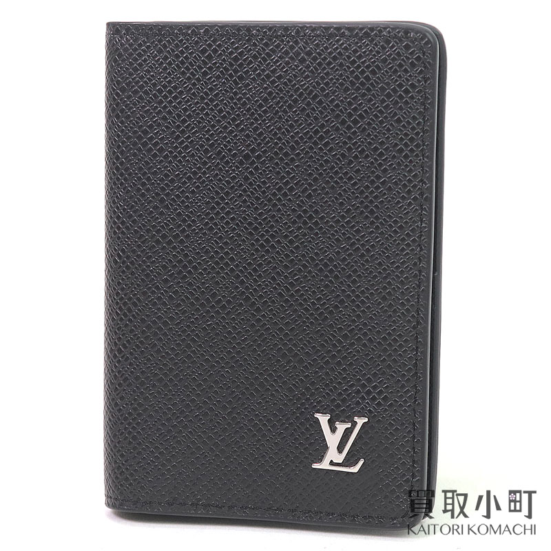 【新品同様】ルイヴィトン【LOUIS VUITTON】M30283 オーガナイザー ドゥ ポッシュ タイガ 名刺入れ カードケース パスケース ポケットオーガナイザー ブラック メンズ LV POCKET ORGANISER TAIGA【Sランク】【美品】【中古】