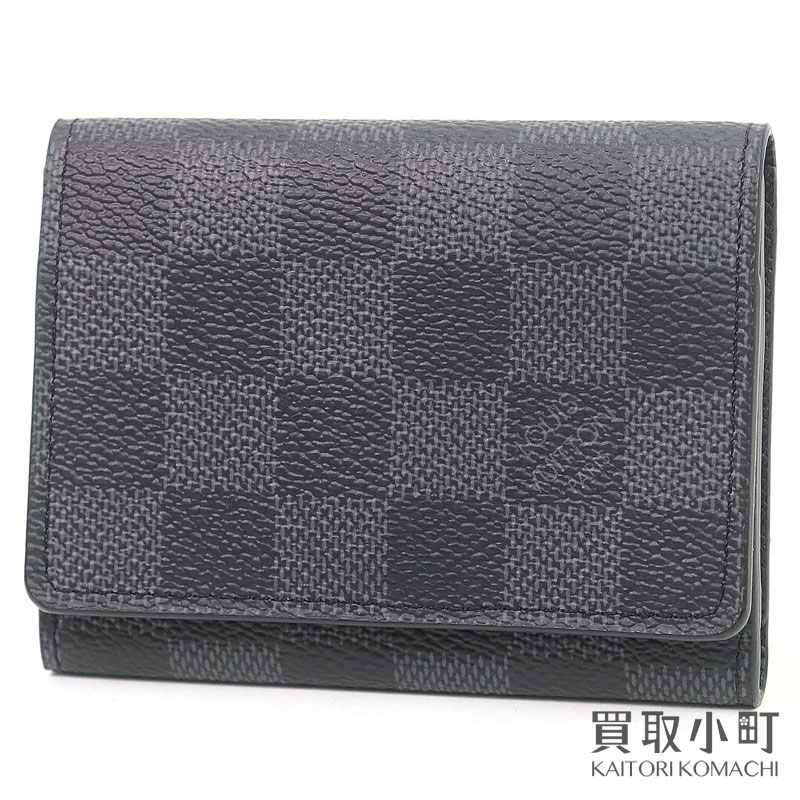 【美品】ルイヴィトン【LOUIS VUITTON】N63338 アンヴェロップ カルト ドゥ ヴィジット ダミエグラフィット カードケース マチ付名刺入れ パスケース LV BUSINESS CARD HOLDER DAMIER GRAPHITE【SAランク】【中古】