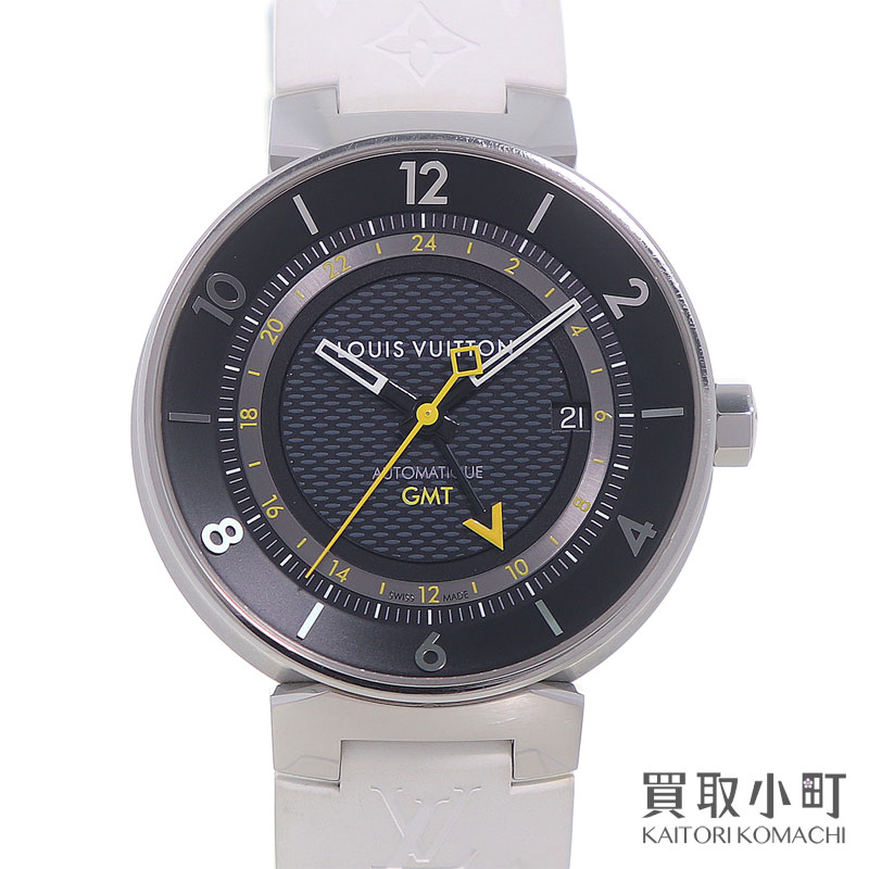 ルイヴィトン 【LOUIS VUITTON】 Q8D30Z タンブールお月さまGMT オートマティック モノグラム 思われ人胴締め メンズ パイロットウォッチ 自動小銃一巻き 成人男性用ウォッチ  LV TAMBOUR MOON GMT 41.5 BLACK WATCH【AB価値づける】【中古】