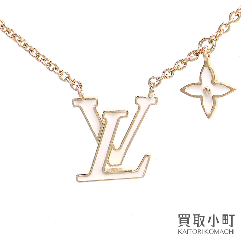 【最大1万円OFFクーポン! 4/10～】【美品】ルイヴィトン【LOUIS VUITTON】M01092 ネックレス コリエ LVアイコニック エナメル ブロン ペンダント LVイニシャル モノグラムフラワー ファッションジュエリー アクセサリー LV ICONIC 【中古】