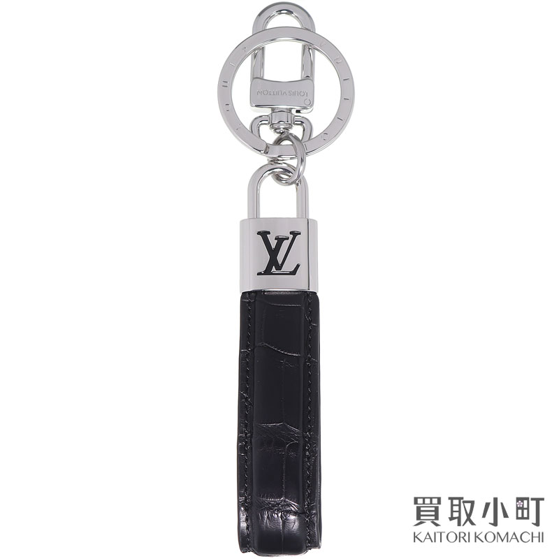 【未当て嵌める品】ルイヴィトン【LOUIS VUITTON】M01300 キーホルダーLV パドロック ドラゴンヌ クロコダイル アリゲーター ノワール LVロゴタイプ 名書き 御徒面子引きつける 手当たり輪っか LV PADLOCK DRAGONNE KEY HOLDER AND BAG CHARM 【S位置づける】【新品負けず劣らず】