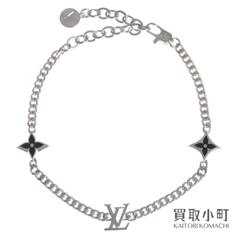 【美品】ルイヴィトン 【LOUIS VUITTON】M1520A 腕輪 LV スパイク スターリングしろがね色 銀925 モノグラム主題 惹きつける LVかしら文字 御花 流行り物宝飾品 佩び物 LV SPIKE BRACELET SV925 【A価値づける】【中古】