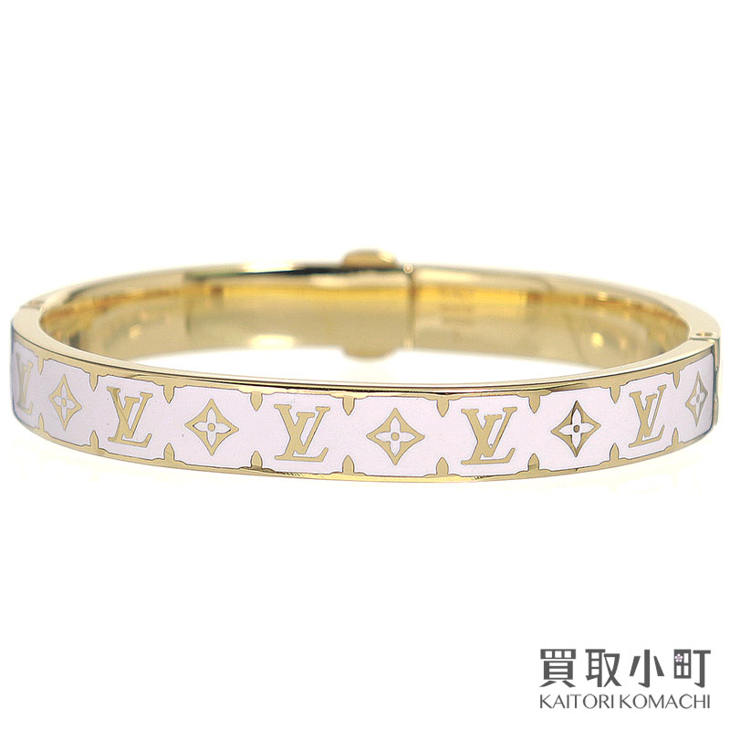 【美品】ルイヴィトン 【LOUIS VUITTON】M1674S ブレスレット ナノグラム エナメル クレーム モノグラム バングル アクセサリー ファッションジュエリー LV NANOGRAM ENAMEL BRACELET 【Aランク】【中古】