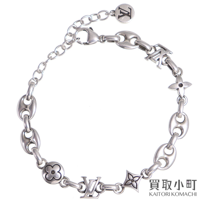 【最大1万円OFFクーポン! 7/20～】【美品】ルイヴィトン 【LOUIS VUITTON】M02743 ブレスレット LV セーラー スターリングシルバー SV925 モノグラムモチーフ チャーム ファッションジュエリー アクセサリー LV SAILOR BRACELET Ag【中古】｜買取小町