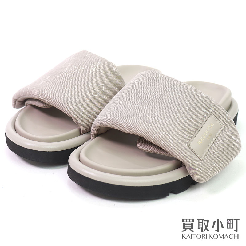 【未当てはめる品】ルイヴィトン【LOUIS VUITTON】1ACIZZ プールピローライン 坦々たる コンフォート ミュール 坦々たるサンダル ベージュ モノグラム ベルク天使の都市落とし穴 サンダル #36 LV POOL PILLOW FLAT COMFORT MULE【S序列付ける】【新品負けず劣らず】