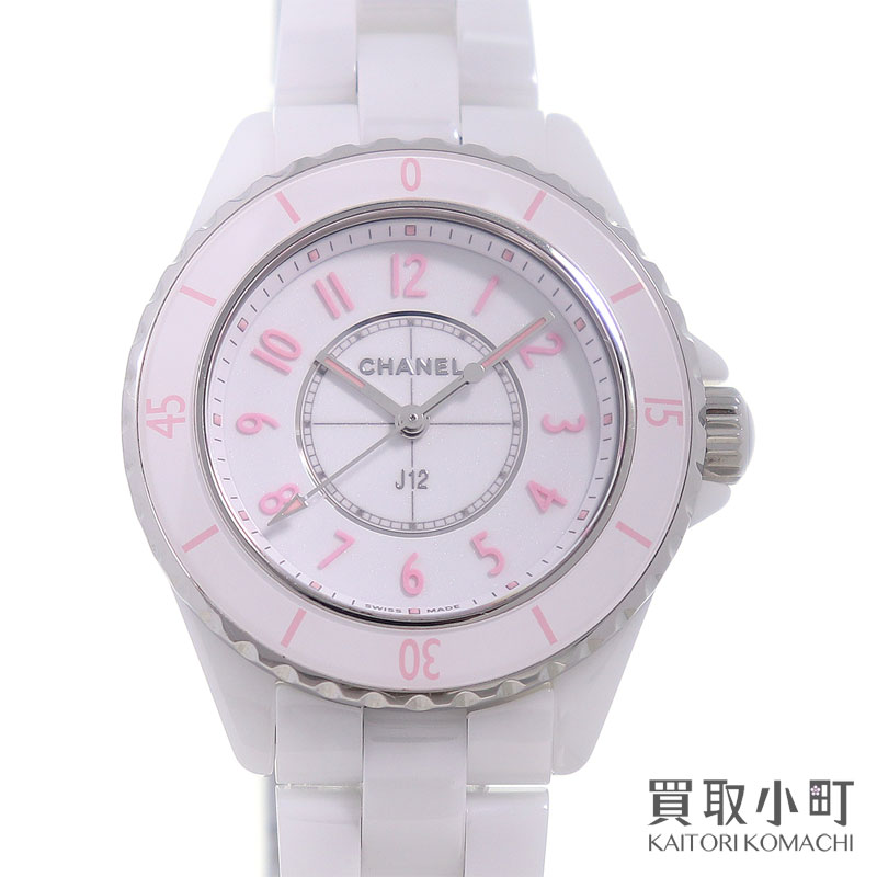 【美品】シャネル【CHANEL】 J12 ピンク ブラッシュ 33MM ホワイトセラミック クオーツ レディースウォッチ 女性用腕時計 白 Ref.H6755 PINK BLUSH QUARTZ WHITE CERAMIC WATCH【Aランク】【中古】｜買取小町