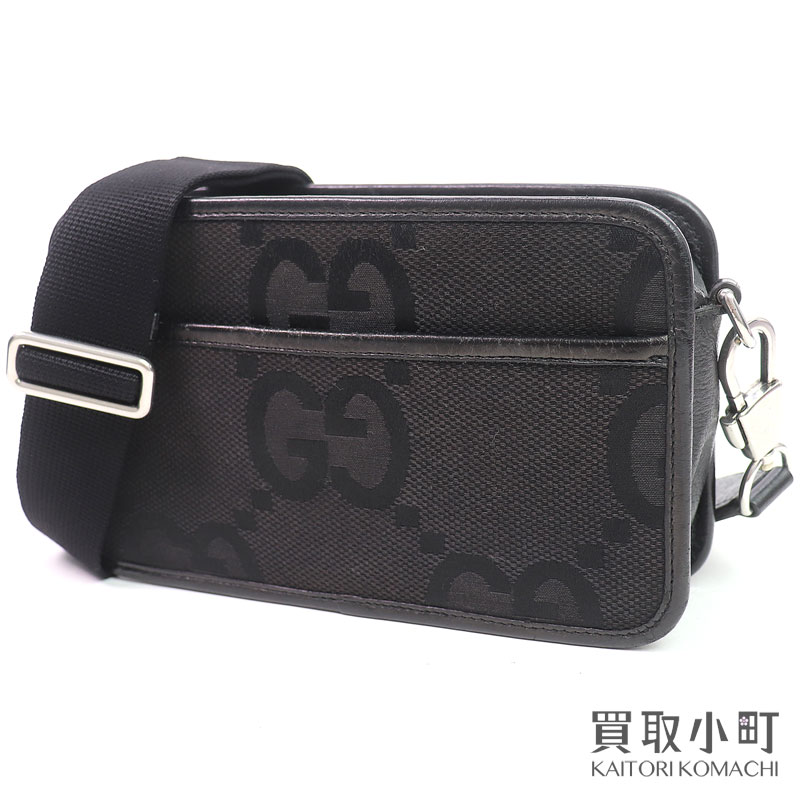 グッチ【GUCCI】ジャンボGG ミニバッグ GGキャンバス ブラック スモール ショルダーバッグ 斜め掛け ポシェット 696075 FABRP 1000 MINI MESSENGER BAG【ABランク】【中古】|買取小町