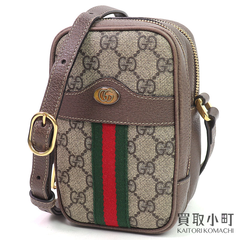 【最大1万円OFFクーポン! 4/10～】【美品】グッチ【GUCCI】オフィディア GG ミニショルダーバッグ ウェブストライプ ベージュ×ブラウン クロスボディ 斜め掛け スモール ミニショルダーバッグ 546595 96IWT 8745 OPHIDIA GG MESSE【中古】