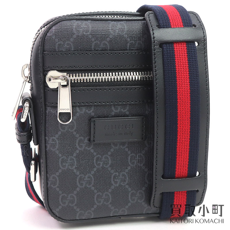 【美品】グッチ 【GUCCI】GGスプリーム スモール 飛脚屋御徒面子 薄墨色×黒いこと ウェブストラップ はりつけ台上半身 ショルダーバッグ 曲がった掛け メンズ 598103 K5RLN 1095 GG BLACK MESSENGER BAG【A序列付ける】【中古】