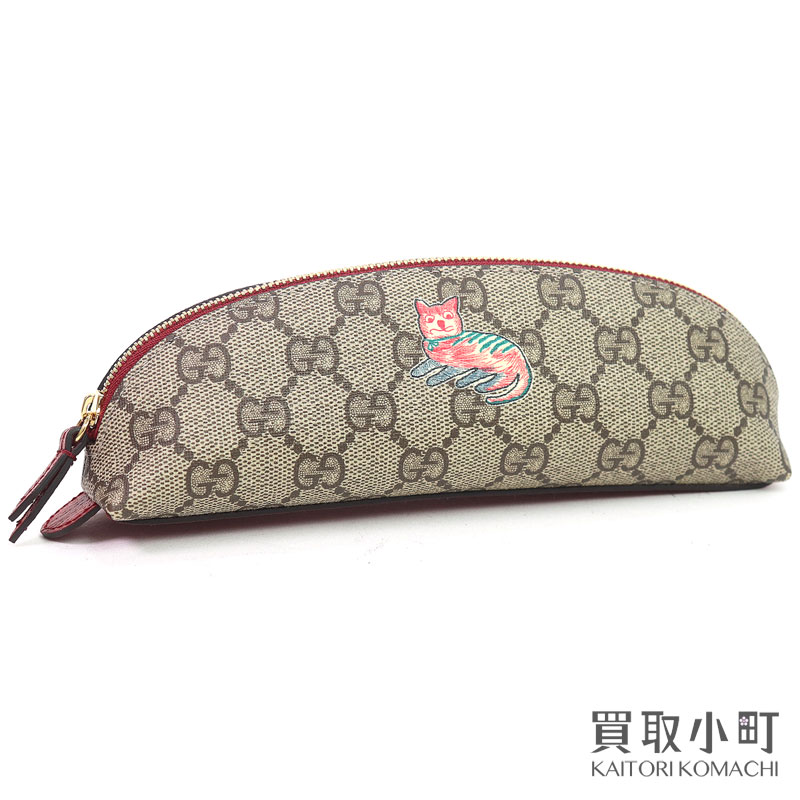 【未当てはめる品】グッチ【GUCCI】ヒグチユウコ 寄せあわせ 書きもの容れもの GGスプリームキャンバス ベージュ 文房具 筆記具入れ 筆箱 猫 猫動機 662129 PENCIL CASES【S序列付ける】【新品】