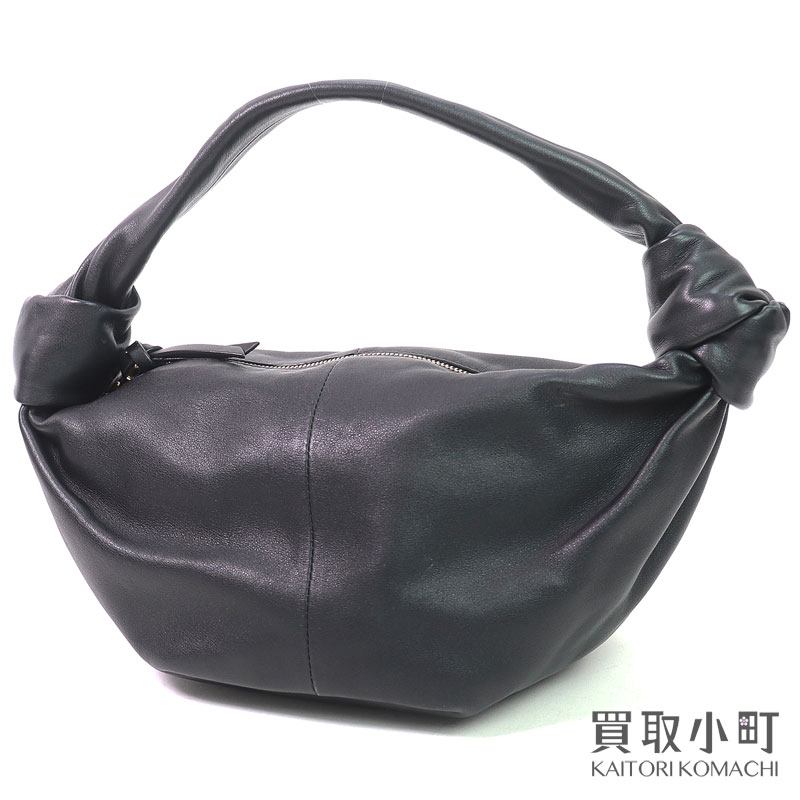 【美品】ボッテガヴェネタ【BOTTEGA VENETA】ダブルノット ミニバッグ ブラック ワンハンドル ハンドバッグ カーフレザー 629635 VCP41 8425 BV Double knot Bag【Aランク】【中古】|買取小町