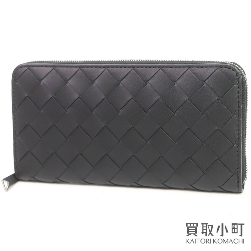 【未当て嵌める品】ボッテガヴェネタ 【BOTTEGA VENETA】イントレチャート ジップアラウンドウォレット 黒いこと カーフレザー ラウンドチャック長札入れ サイフ 814838 VCPQ4 8803 BV INTRECCIATO ZIP WALLET【S価値づける】【新品負けず劣らず】
