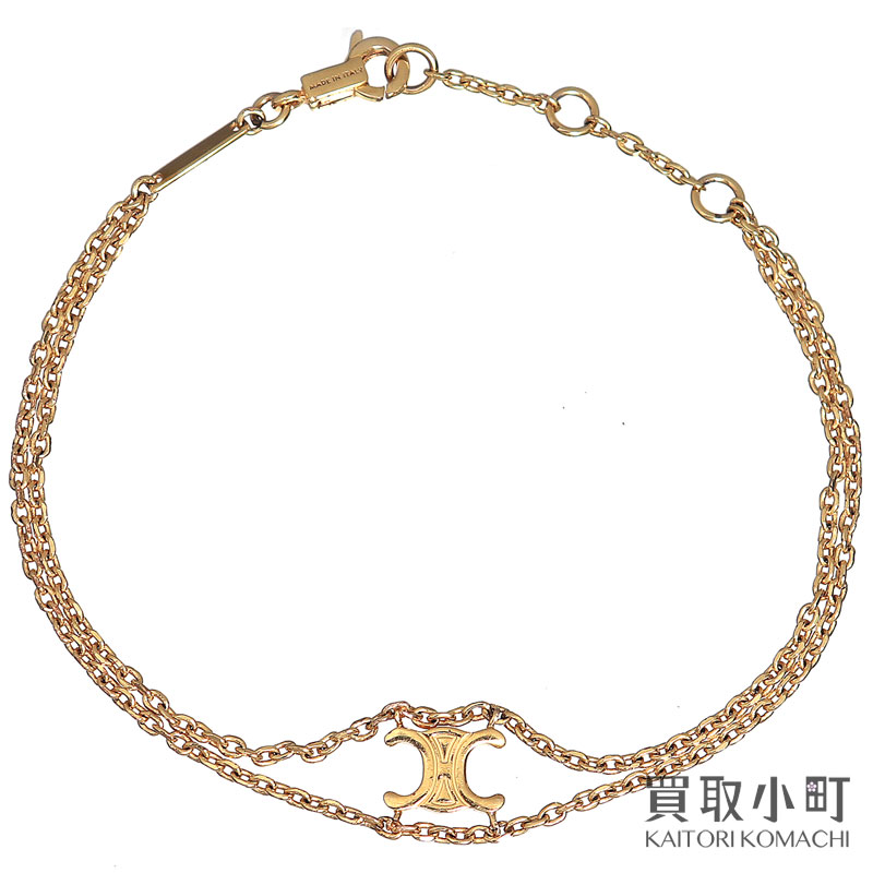 【美品】セリーヌ【CELINE】トリオンフ サスペンダー ブレスレット ゴールドフィニッシュ ブラス 真鍮 ブレスレット ファッションジュエリー アクセサリー 460CD6BRA.35OR TRIOMPHE SUSPENDED BRACELET【Aランク】【中古】
