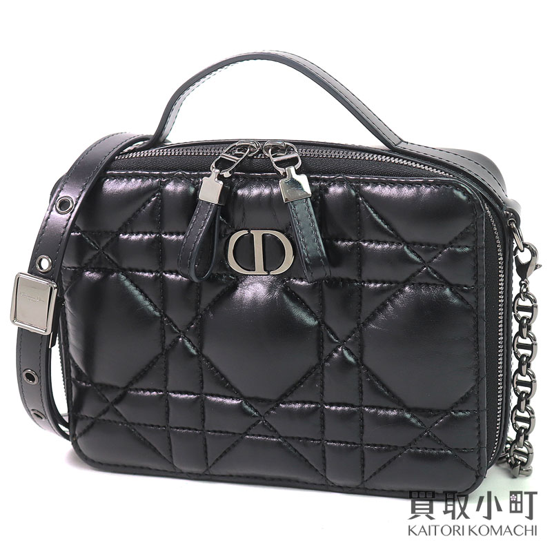 【美品】ディオール 【Chiristian Dior】カロ ボックスバッグ スモール ショルダーバッグ カナージュステッチ ブラック レザー ルテニウム金具 2WAYショルダーバッグ S5140UNGX Caro Box Bag【Aランク】【中古】|買取小町