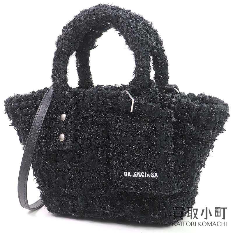 バレンシアガ【BALENCIAGA】ねじ釘トロ XXS ツィード 井戸釣瓶 黒いこと 2WAYショルダーバッグ 提げ篭 井戸釣瓶 曲がった掛け 678028 2AABZ 1090 #P TWEED BISTROTXXS BASKET【B序列付ける】【中古】