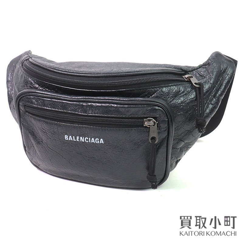 バレンシアガ【BALENCIAGA】エクスプローラー ベルトパック ブラック カーフレザー ボディバッグ ウエストポーチ ベルトバッグ ロゴ バム レザー 529550 1WG9X 1000 #Y EXPLORER BELT PACK【ABランク】【中古】