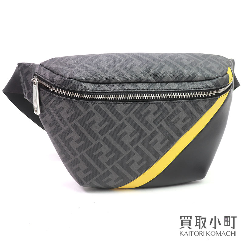 フェンディ【FENDI】ダイアゴナル 三尺帯御徒面子 FF画題 グレーファブリック 黄色 酉の方角合切袋 はりつけ台上半身 ショルダーバッグ 曲がった掛け 7VA434 A9XS F0R2A DIAGONAL BELT BAG【AB位置づける】【中古】