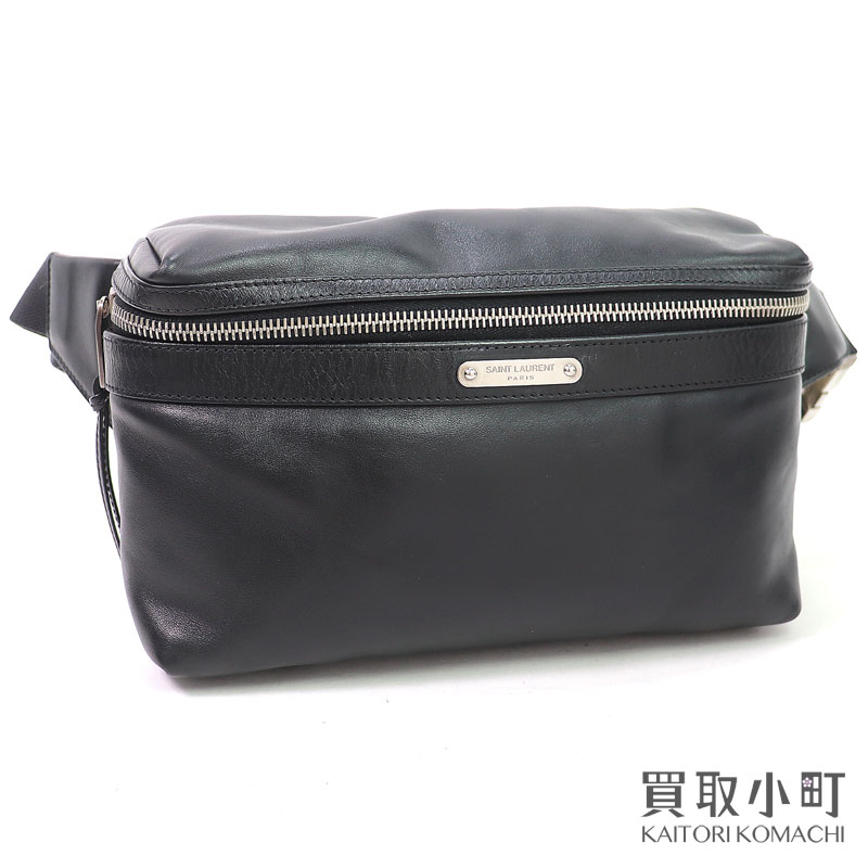 【美品】サンローラン【SAINT LAURENT PARIS】シティ 胴締め御徒面子 なめし革 黒いこと メンズ 酉の方角車寄せ 差し交わす上半身 肩部 曲がった掛け 505973 0AY8E 1000 YSL CTIY CROSSBODY BAG【A価値づける】【中古】