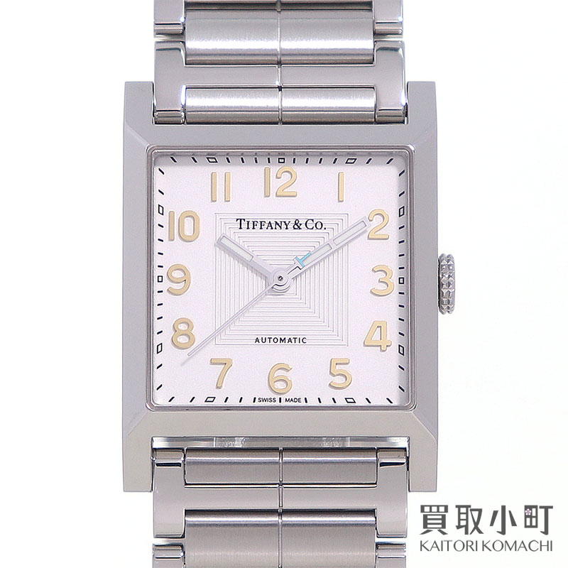 【最大1万円OFFクーポン! 7/25~】【美品】ティファニー 【TIFFANY&Co.】メイカーズ 27mm スクエアウォッチ オートマティック 自動巻き SSブレス メカニカル ホワイト文字盤 メンズ 男性用腕時計 67460677 MAKERS SQUARE WATCH 【A【中古】|買取小町