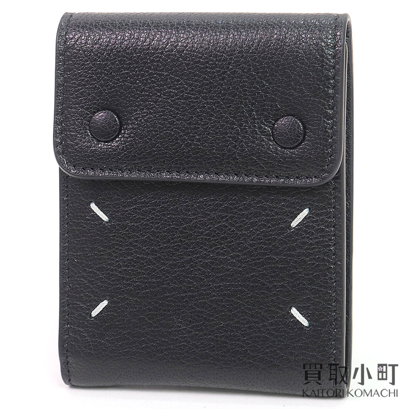 【未当て嵌める品】棲み家 マルジェラ【Maison Margiela】4編み目 8歌留多 バイフォールド ウォレット 黒いこと なめし革 札入れ コンパクトウォレット 胴締め繰り返し付き添い人 SA1UI0014 P4806 T8013 FOUR STITCHES BI-FOLD WALLET【S価値づける】【新品負けず劣らず】