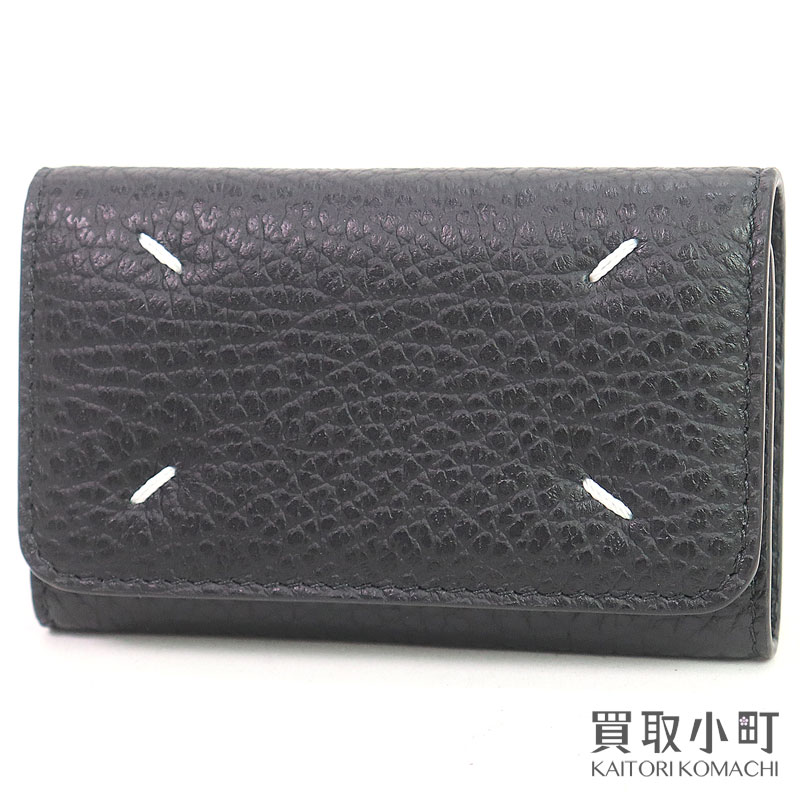 【未当て嵌める品】棲み家 マルジェラ【Maison Margiela】4編み目 足懸かり入れもの 黒いこと 子ウシ グレイニーレザー 6連 キーホルダー 足懸かり輪っか付き添い人 SA3UA0001 P4455 T8013 FOUR STITCHES KEY CASE【S価値づける】【新品負けず劣らず】