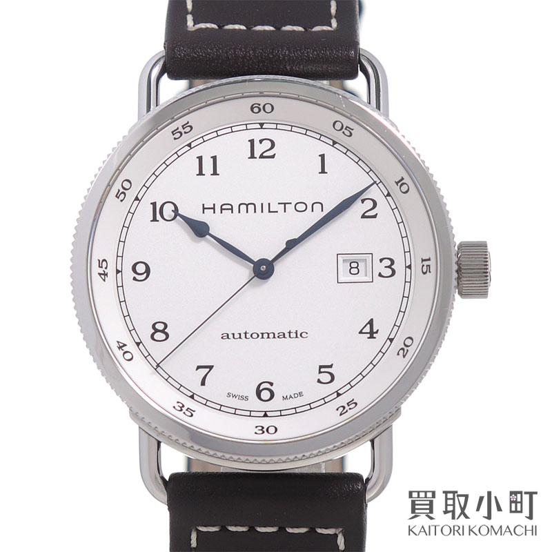 【最大限度1万円OFFクーポン券! 6/10～】【美品】ハミルトン 【HAMILTON】カーキ 米国海軍 開拓者 オート 43粍 オートマティック 革胴締め 白いこと 自動小銃一巻き 成人男性用ウオッチ H777150 H77715553 KHAKI NAVY PIONEER AUTO WATCH【A幽客 【中古】
