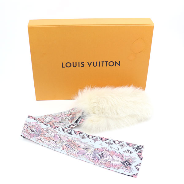 ルイヴィトンM73337 バンドー フリュール LV FUR シルク ストール