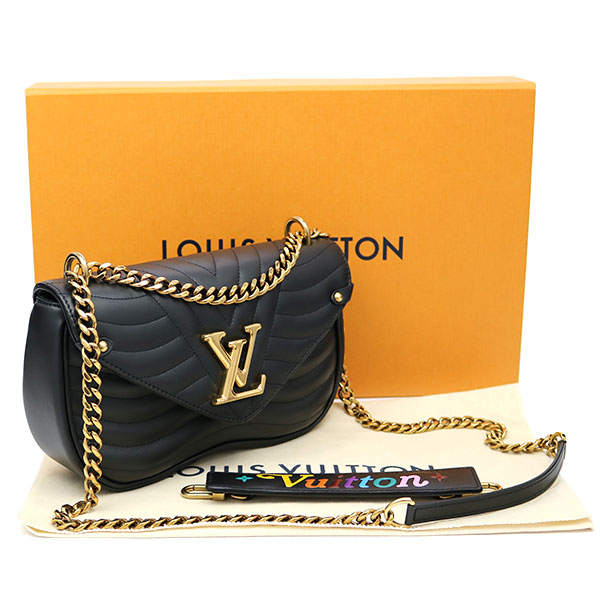 KAITORIKOMACHI: Louis Vuitton M51498 Louis Vuitton new wave chain bag MM black quilting calfskin ...