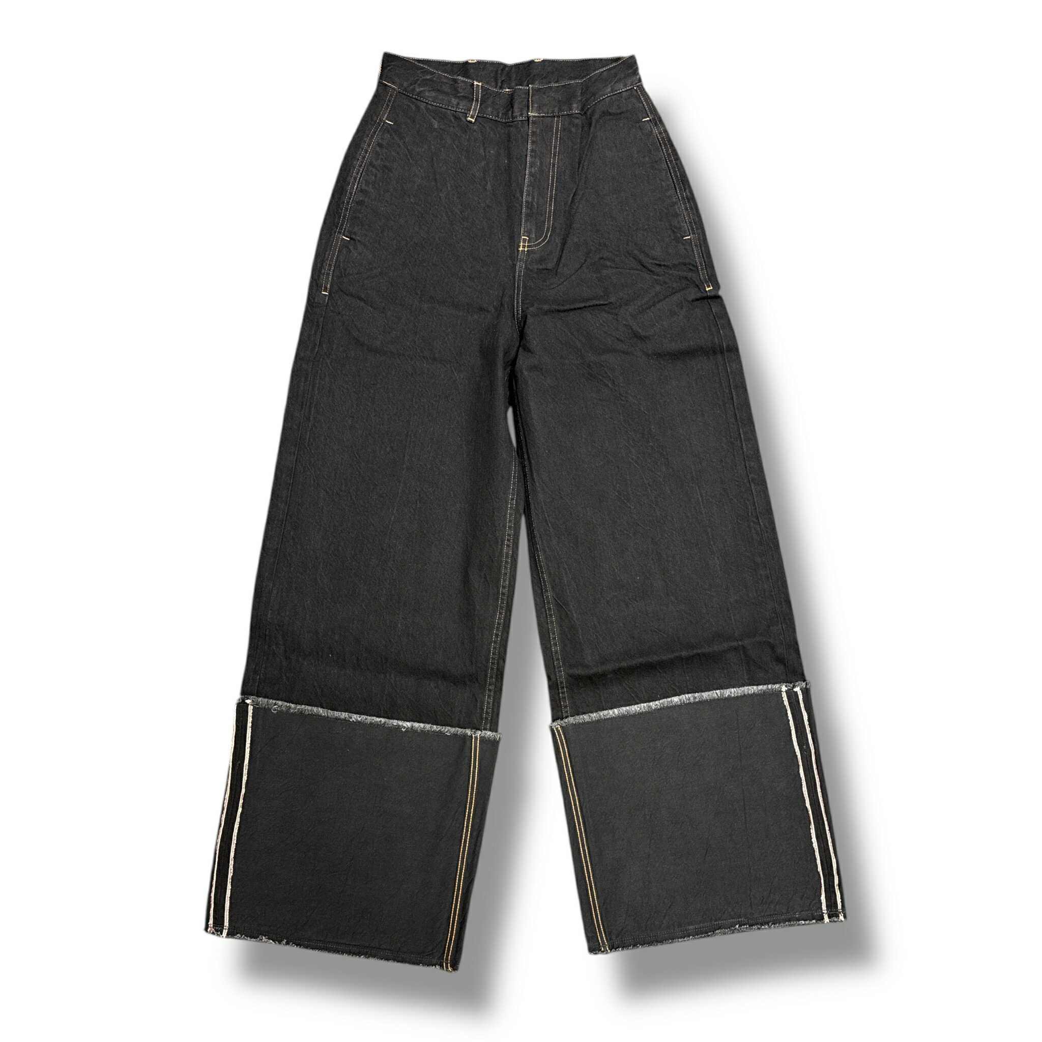 LIVINGTONE・リヴィントーン 23AW DOLK - Turn up long 状態SS ブラックデニム ワイドパンツ ジーンズ LT-DOLK-05 ブラック サイズ36（95405A）38（95404A）　　　D