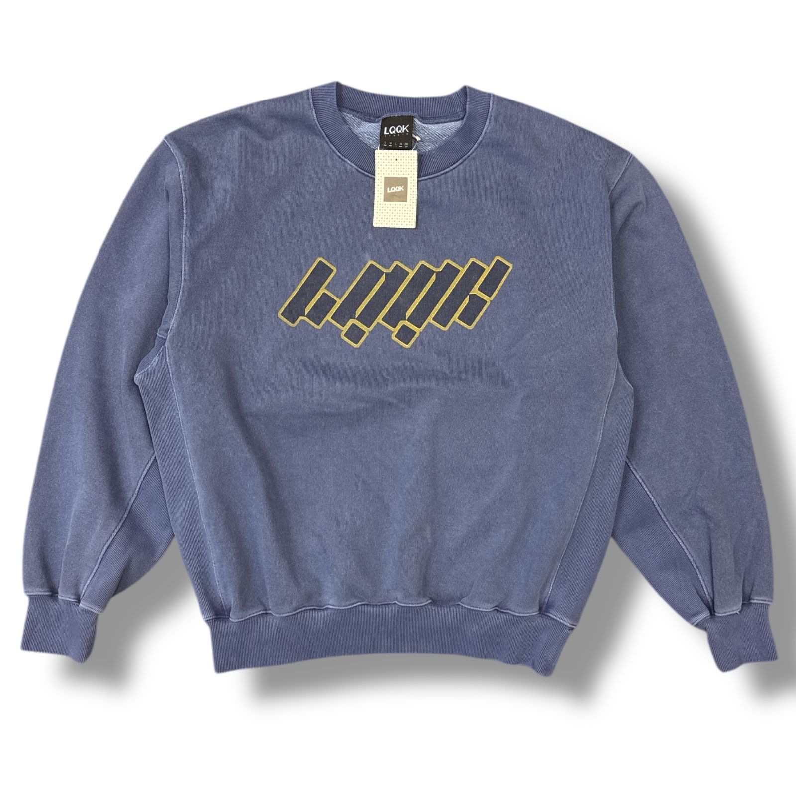 未当て嵌める LQQK Studio・ルック制作室 WASHED FLEECE CREWNECK 物質の状態SS ウォッシュドフリースクルーネックスウェット 調教師 LQS25WF04 大きさL ウォッシュドブルー メンズ （96522A）【中古】