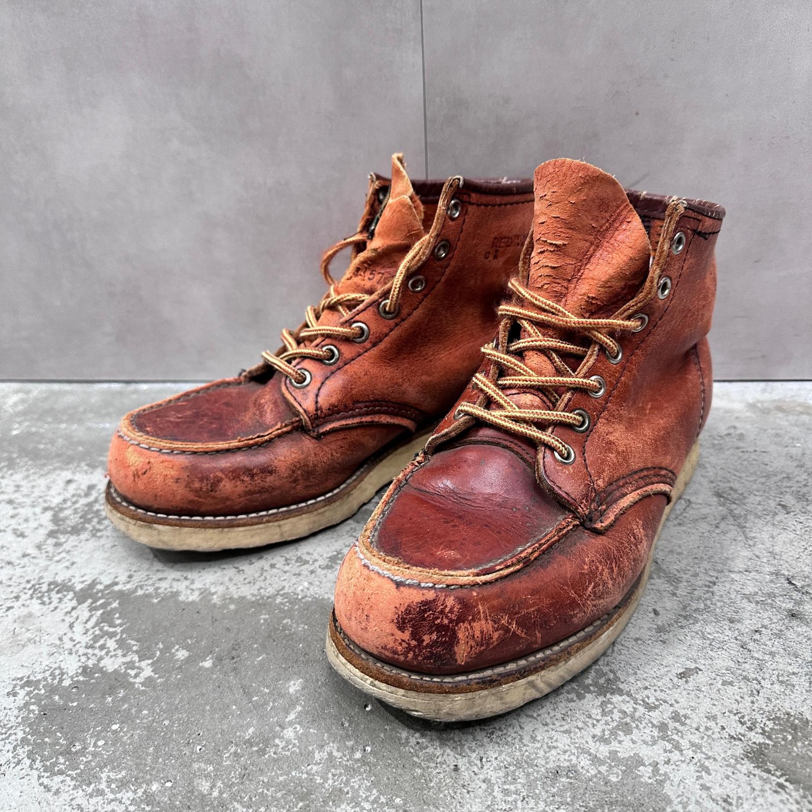 RED WING・レッドウィング 半周 犬引き船 アイリッシュセッター ブーツ 物質の状態D ブーツ 8157 大きさ7E 25糎 赤銅色 メンズ （3409M）【中古】