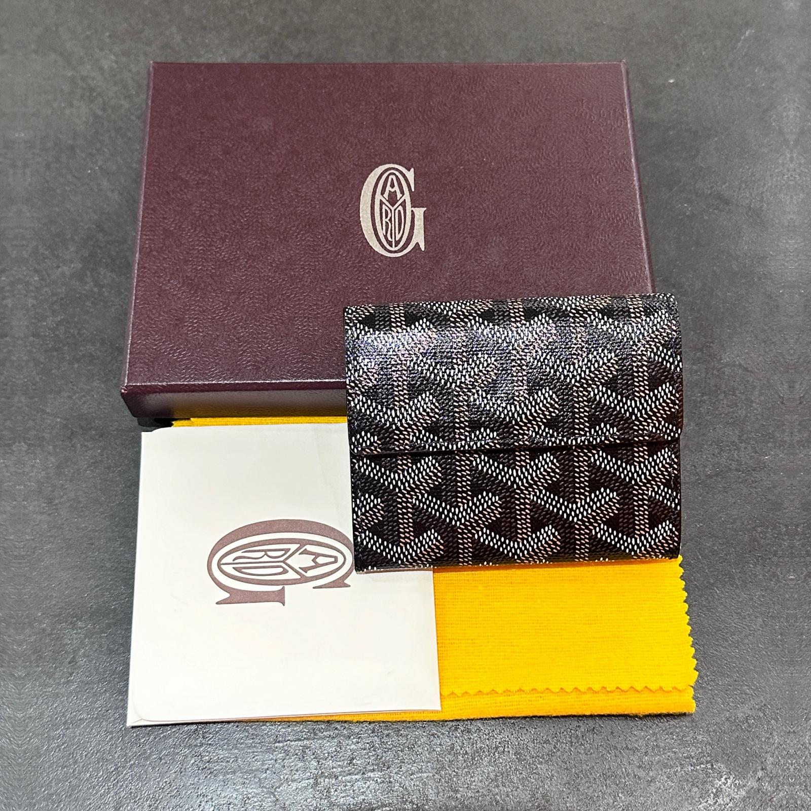 GOYARD・ゴヤール マリニーウォレット 二つ折り札入れ 歌留多入れ 御釣り入れ  物質の状態 二つ折り札入れ 大いさF 黒いこと メンズ （3480M）【中古】 財布・ケース-メンズ財布-バッグ・小物・ブランド雑貨