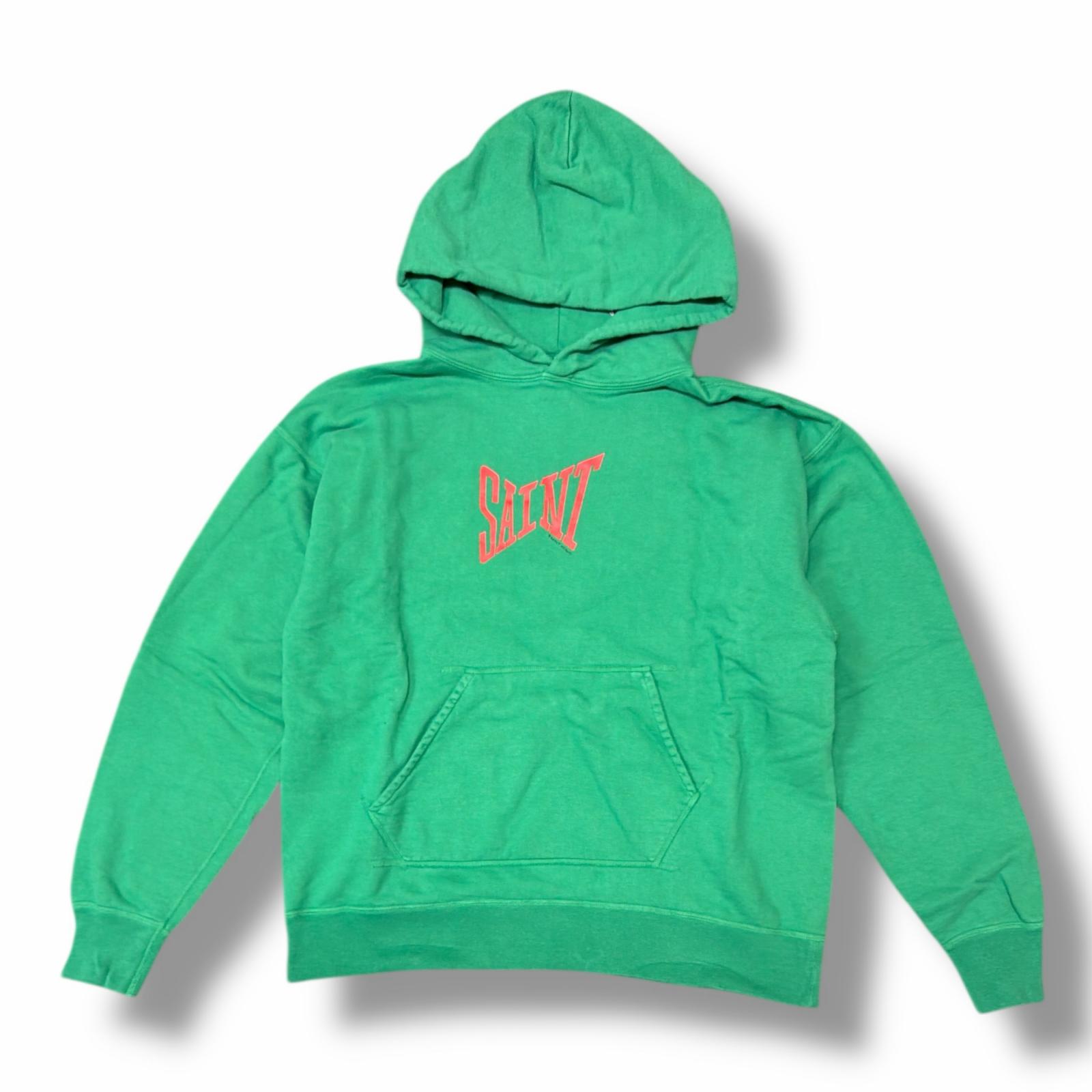 SAINT MICHAEL・セントマイケル 22SS Logo Hoodie 状態A ロゴフーディー スウェットパーカー SM-S22-0000-044 サイズXL グリーン メンズ （3836M）【中古】 22,052円