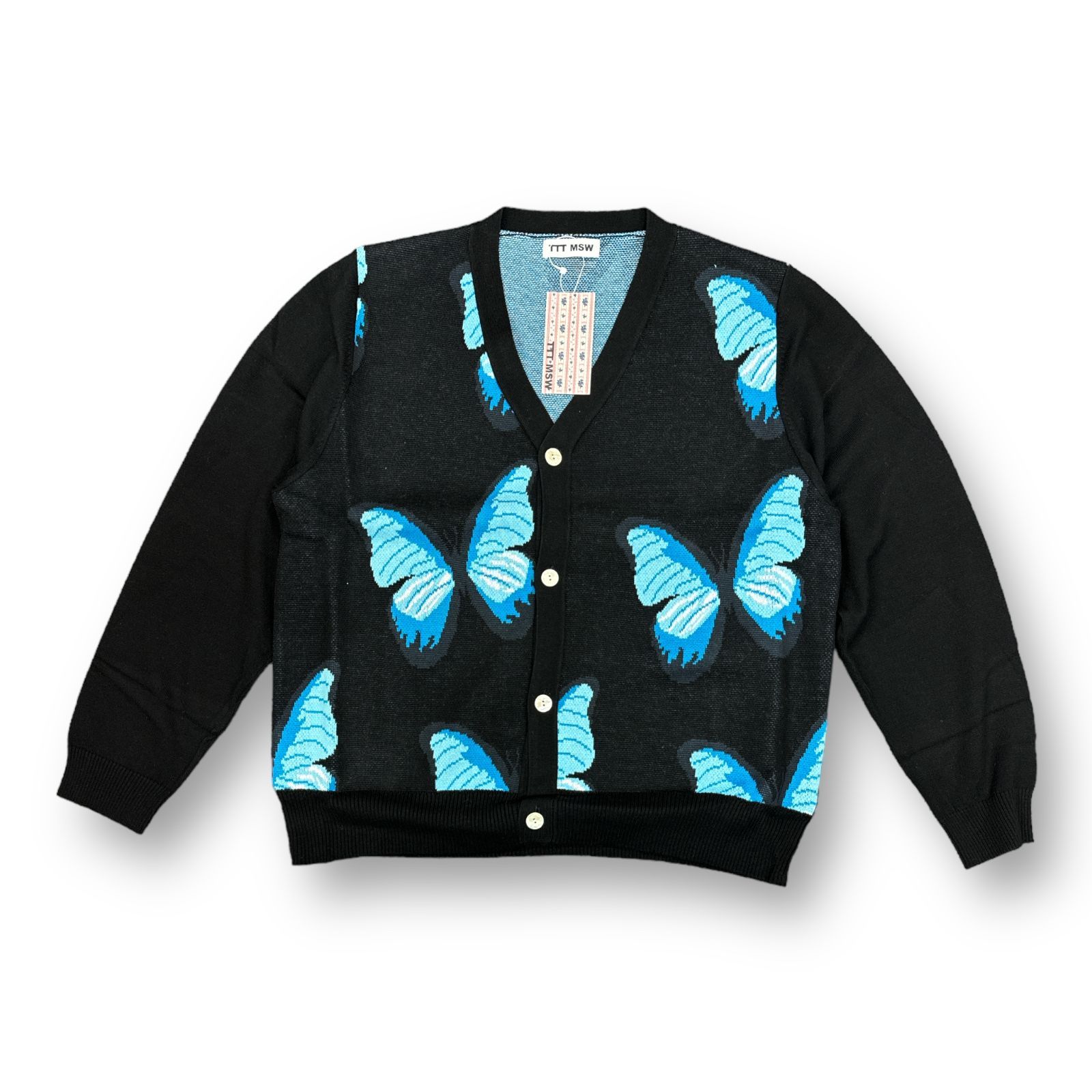 未使用 TTT_MSW・ティーモダンストリートウェア 22SS Butterfly knit Cardigan 状態SS バタフライニットカーディガン セーター TTT-2022SS-KT11 サイズF ブラック メンズ （61503A）【中古】 D 9,600円