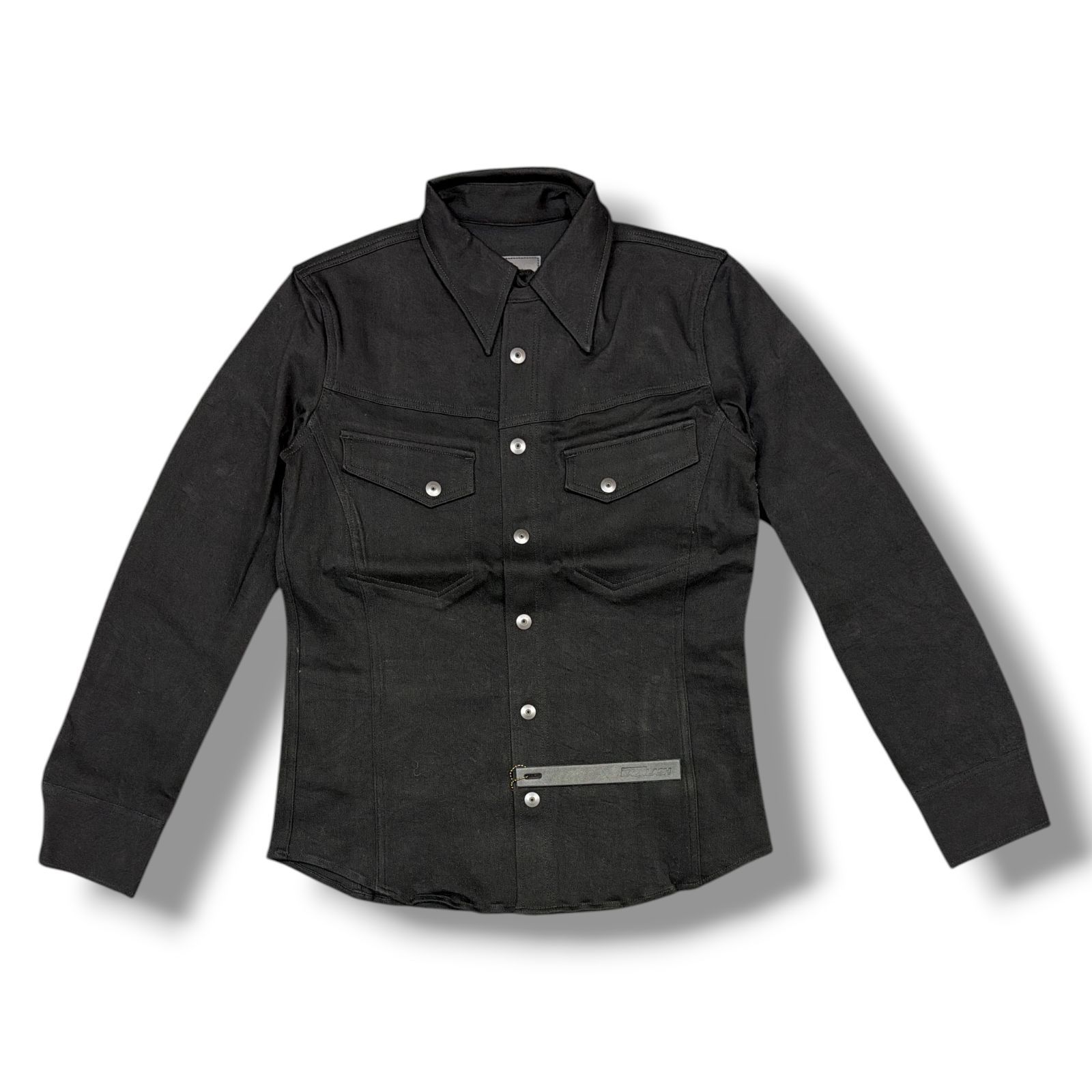 未当てはめる ISAMUKATAYAMA BACKLASH・イサムカタヤマバックラッシュ denim shirt 物質の状態SS ジーンズプルオーバー 長袖プルオーバー AL1868-02 大きさS 黒いこと メンズ （99731A）【中古】