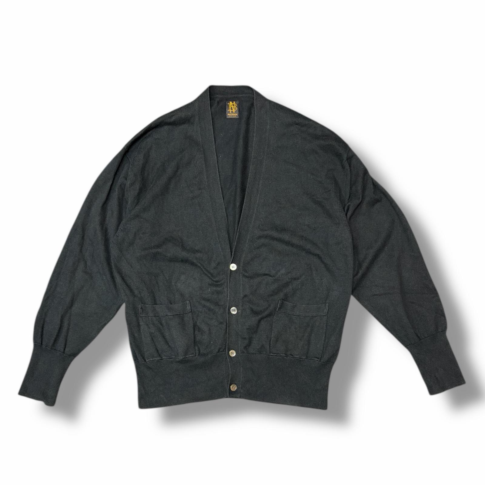 BATONER バトナー V-neck Cardigan 状態A Vネックカーディガン コットンカーディガン BN-23SM-078 サイズL ブラック メンズ （3559M）【中古】