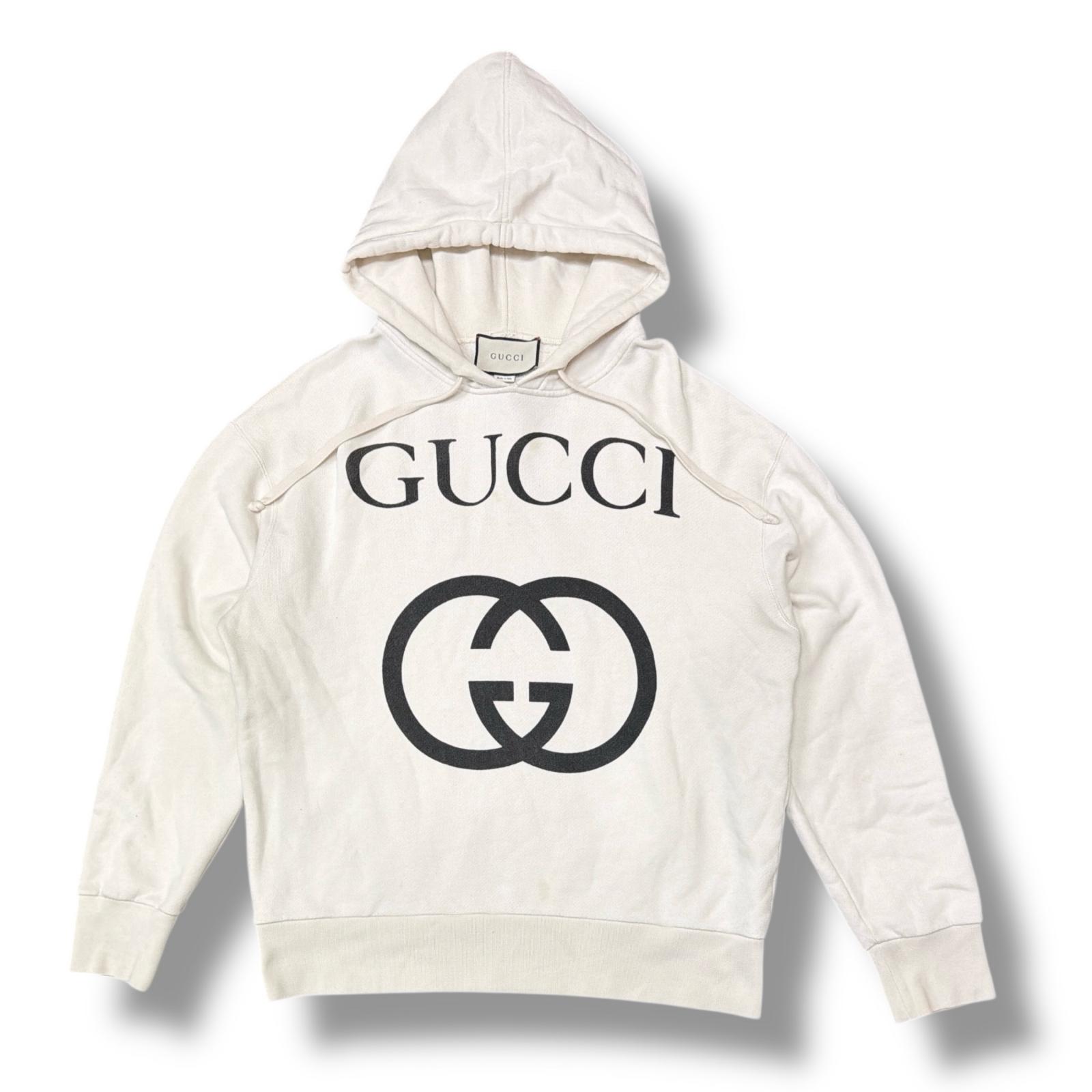 GUCCI・グッチ Interlocking G Hooded Sweatshirt 状態C グッチ インターロッキングG フーディ パーカー スウェット 475374-X3Q25 サイズS オフホワイト メンズ （1872M）【中古】