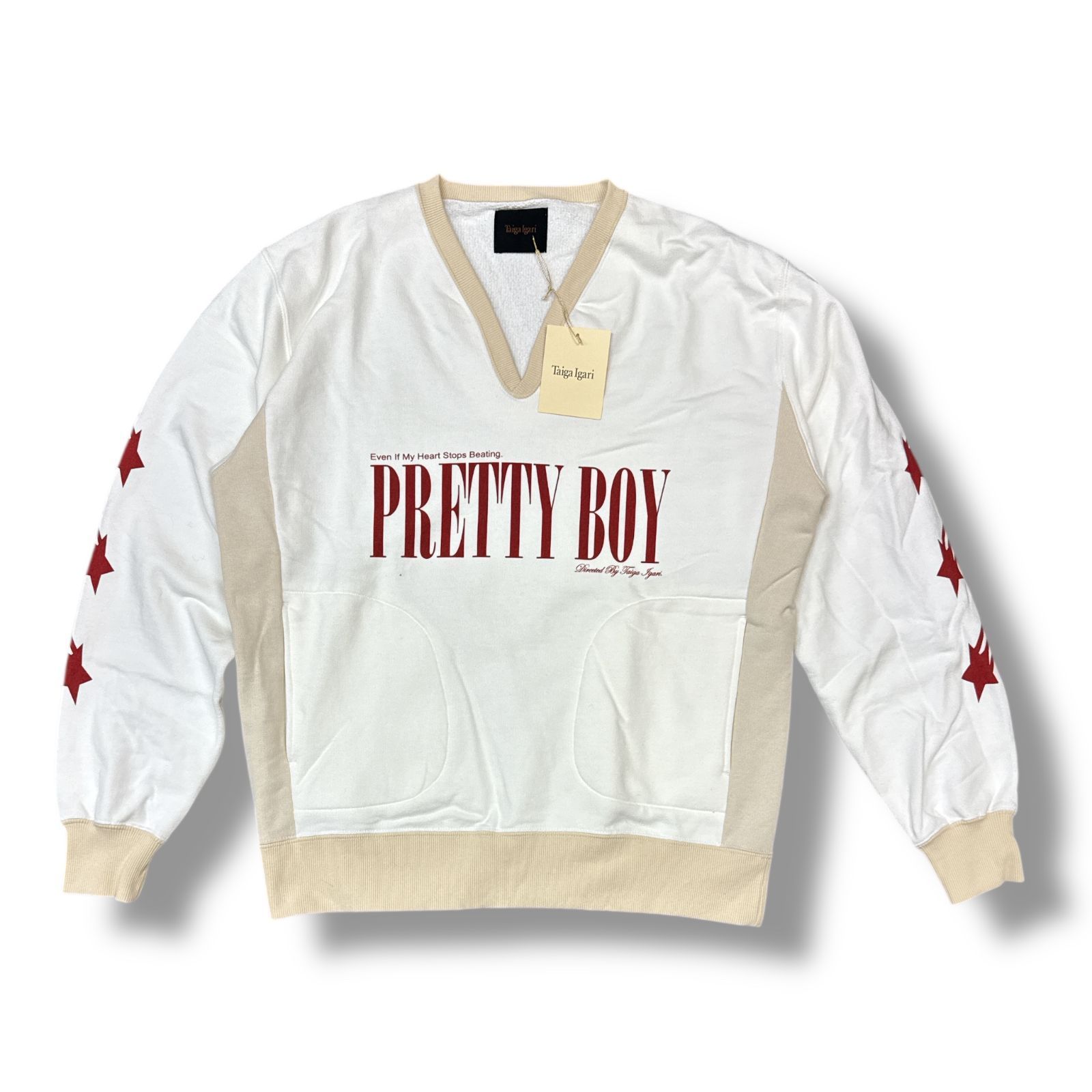 未当て嵌める Taiga Igari・タイガイガリ PRETTY BOY Print Sweat Tops 物質の状態SS プリティボーイ 流汗 調教師 TI057016 大きさM 白いこと メンズ （93019A）【中古】