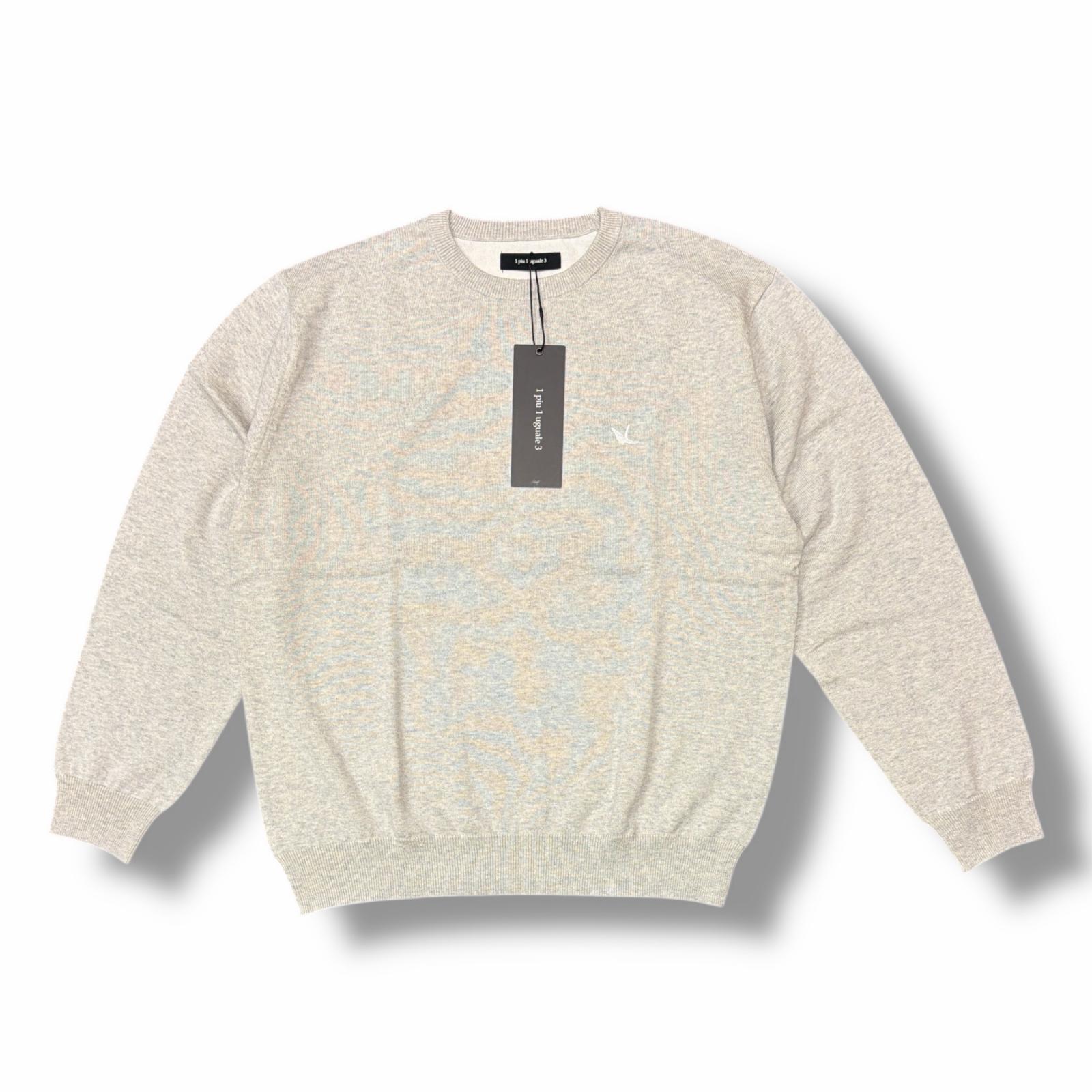 未当て嵌める 1piu1uguale3・ウノピュウノウグァーレトレ L/S 2TONE RAGLAN CREW 物質の状態SS バイ色つや ラグランクルーネックニット スウェーター MRK287 大きさ5 薄墨色×白いこと メンズ （4160M）【中古】