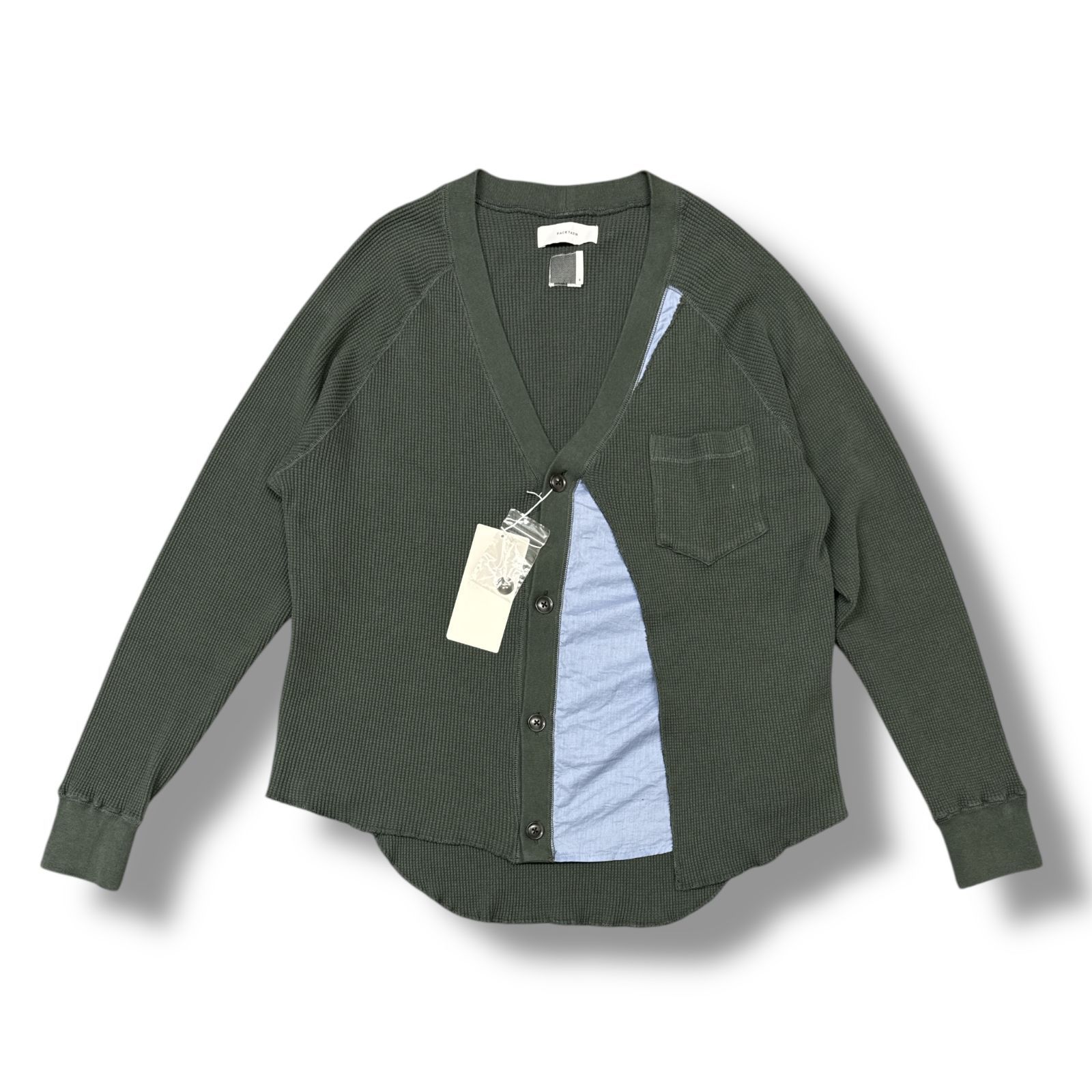未当て嵌める FACETASM・ファセッタズム 25SS LAYERD WAFFLE KNIT CARDIGAN 物質の状態SS レイヤードワッフルニットカーディガン スウェーター NAT-KN-M01 大きさ4 濃灰色（緑であることに人なつかしい色味） メンズ （96033A）【中古】