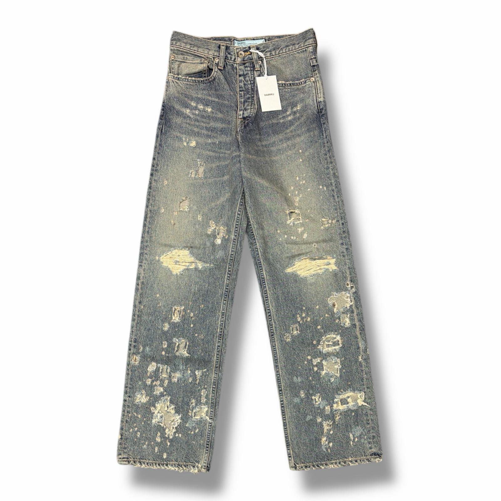 未使用 DAIRIKU・ダイリク 25SS Damage Straight Denim Pants 状態SS ダメージストレートデニムパンツ ジーンズ 25SS RG-DNM6 サイズ27(S) インディゴ メンズ （5278M）【中古】