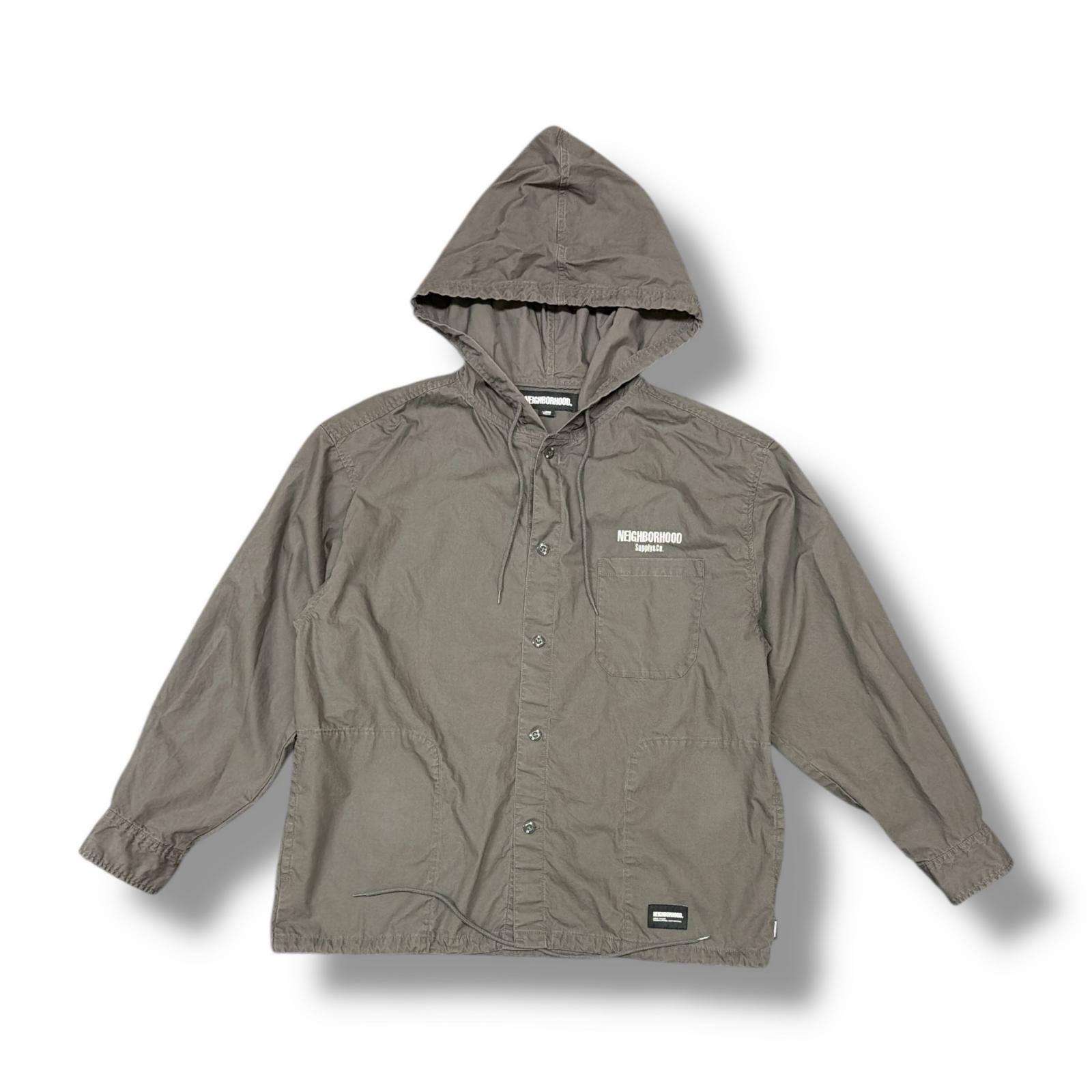 NEIGHBORHOOD・ネイバーフッド HOODED SHIRT LS 状態A フーディーシャツ パーカー 251AQNH-SHM04 サイズL グレー ユニセックス （5501M）【中古】