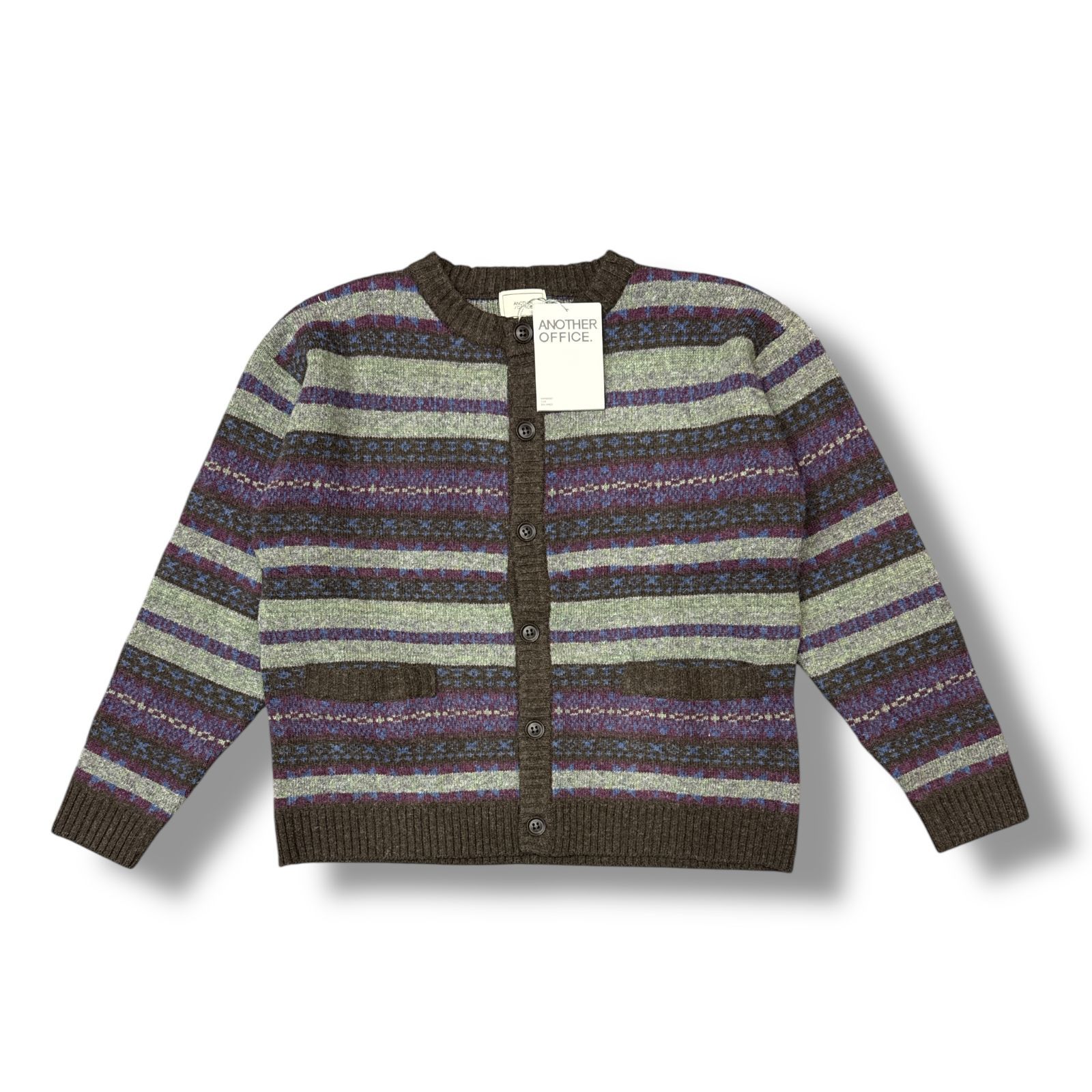未当て嵌める ANOTHER OFFICE アナザーオフィス Grandma FairIsle Cardigan 物質の状態SS グランマフェアアイルカーディガン 編み物 A0EFKN002BP 大きさ1 ブラウンパープル メンズ （94928A）【中古】