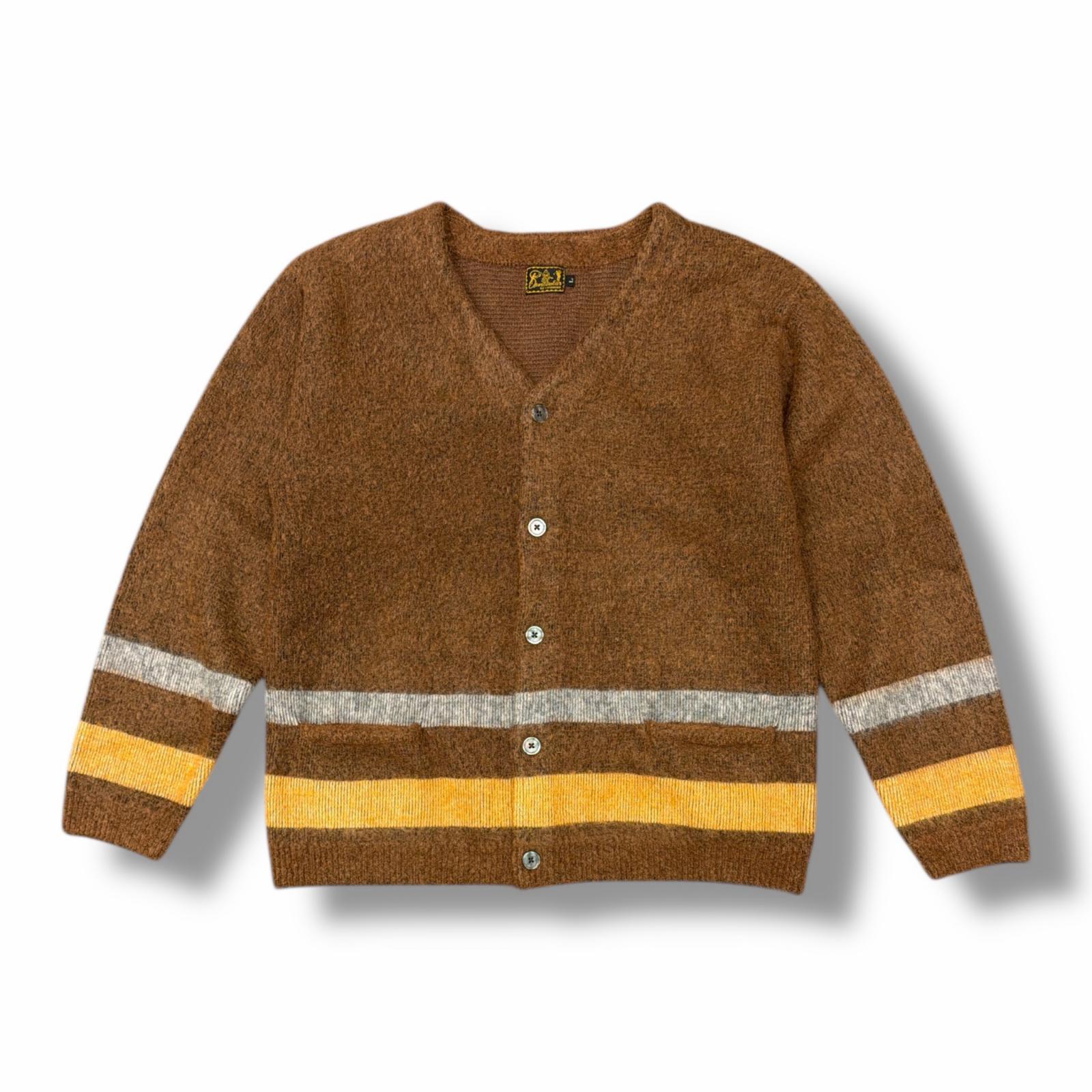 CUSHMAN・クッシュマン モヘアカーディガン 状態A ニット 27150 サイズL ブラウン メンズ （4293M）【中古】