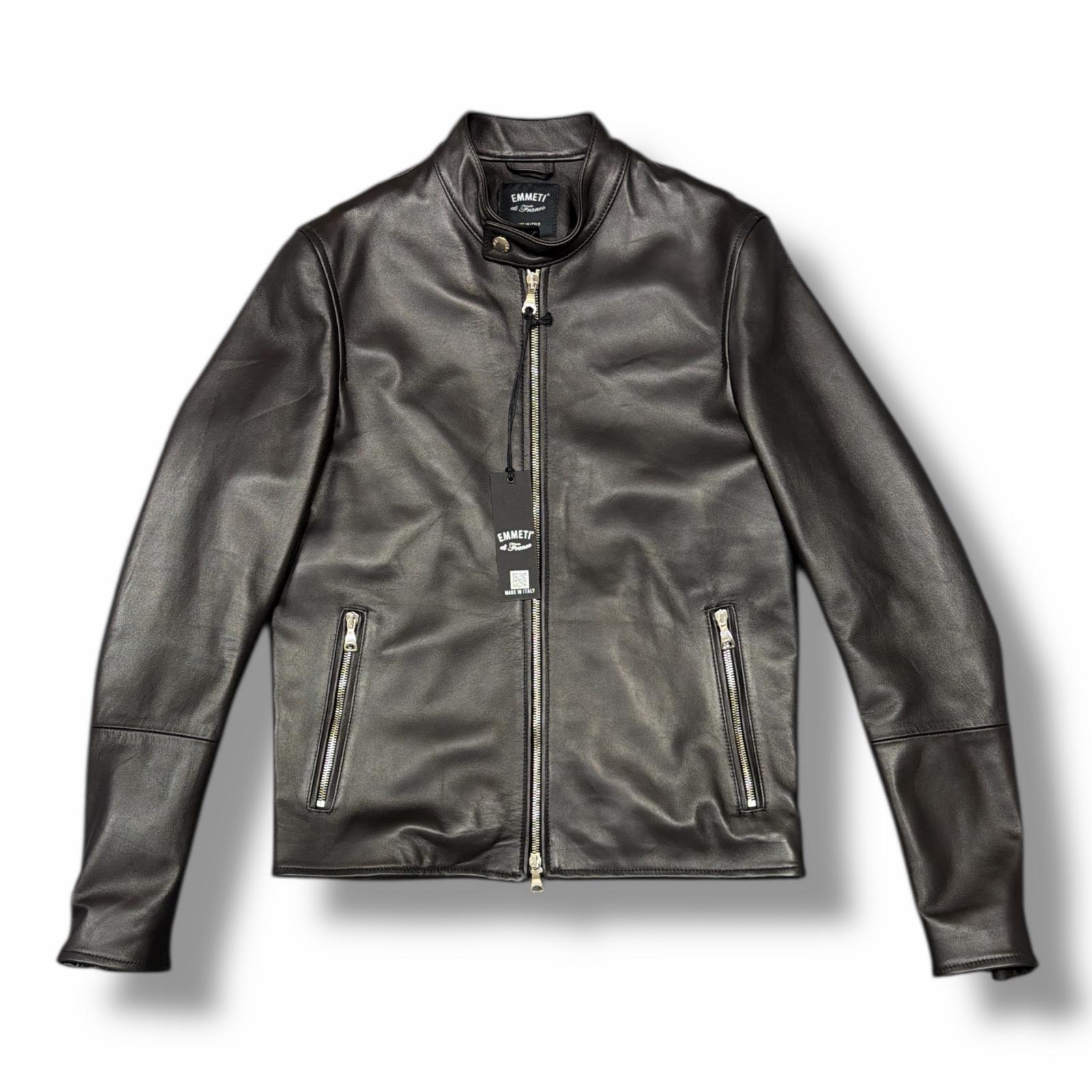 未使用 EMMETI・エンメティ KELSO NAPPA SILK レザージャケット 状態SS シングルライダースジャケット 9006-4 サイズ44 NEERO(ブラック) メンズ （5733M）【中古】