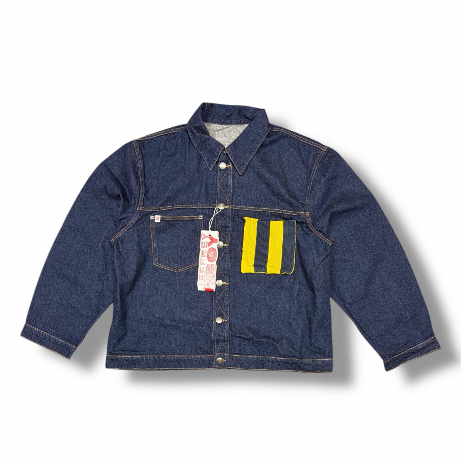 未使用 CHARLES JEFFREY LOVERBOY・チャールズ ジェフリー ラバーボーイ 25SS CARGO DENIM JACKET WITH KNIT PATCH 状態SS カーゴデニムジャケットウィズニットパッチ Gジャン サイズL インディゴ メンズ (4693M)【中古】|買取MOTTO 店