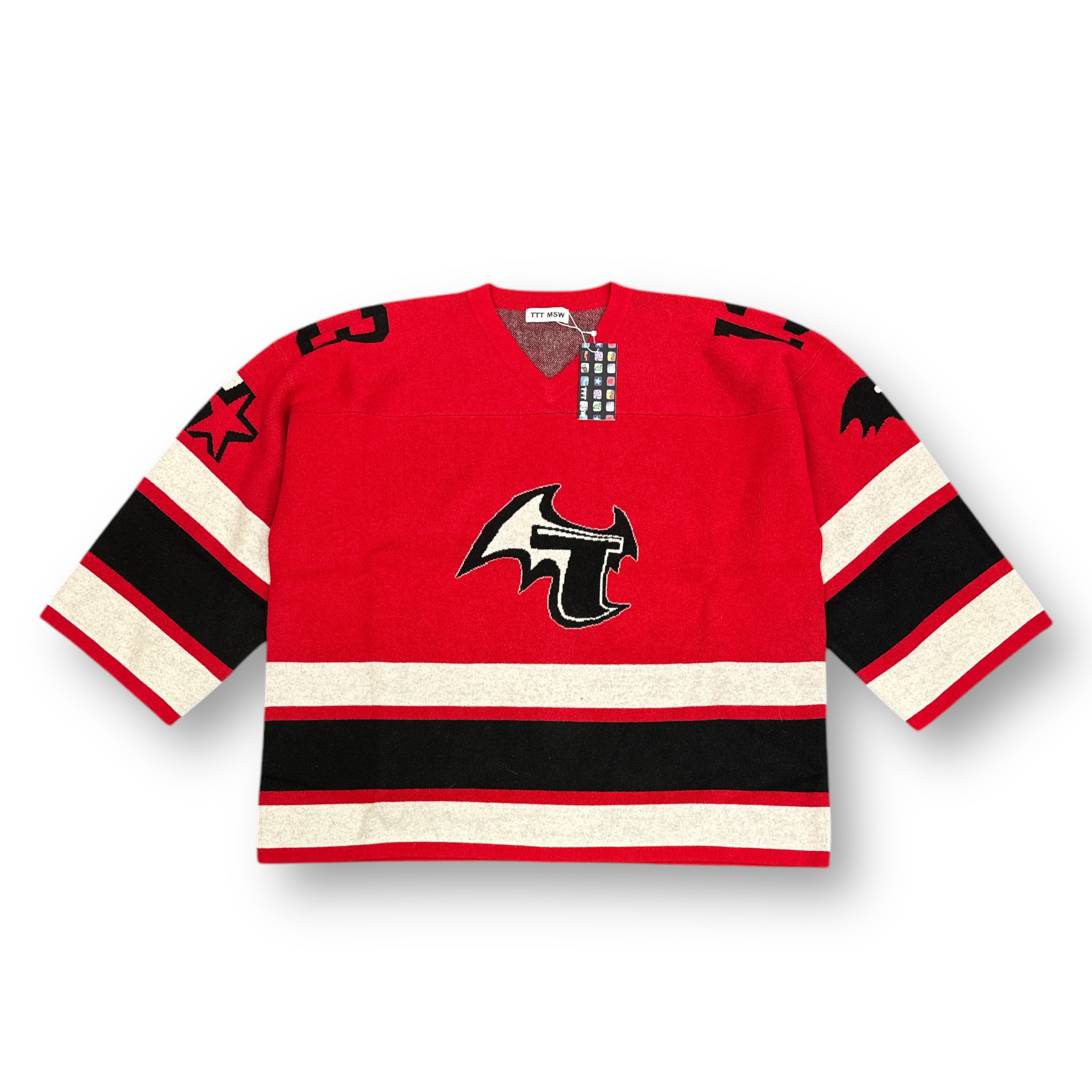 TTT MSW・ティーモダンストリートウェア 23AW Hockey knit game shirt 状態SS ホッケーニットゲームシャツ セーター TTT-2023AW-KT06 レッド サイズS,M,L（71826A）（71828A）（71830A） 14,652円