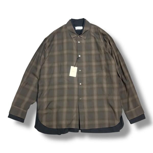 stein・シュタイン OVERSIZED LAYERED SHIRT 状態SS オーバサイズ オンブレーチェック レイヤード 長袖シャツ ST.547-2 カーキ サイズS（95141A） サイズM（92725A）サイズL（92528A）